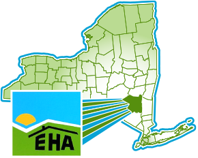Map showing Ellenville in New York state